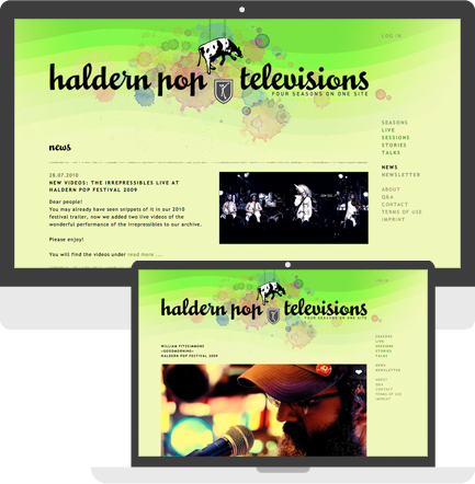 Screenshot Drupal Website Haldern Pop TV